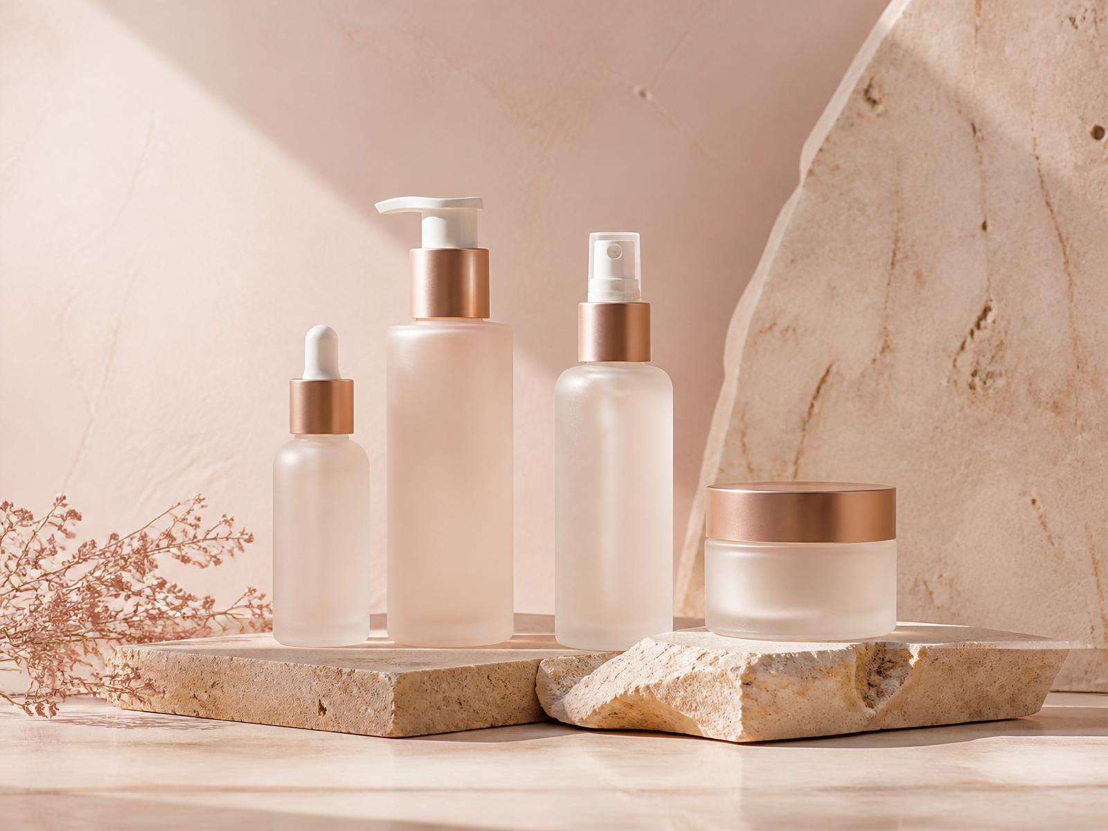 The AESTHÉ Aesthetics collection on travertine stone